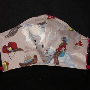 Cowgirl Hat Horse Face Mask reversible Polka Dots